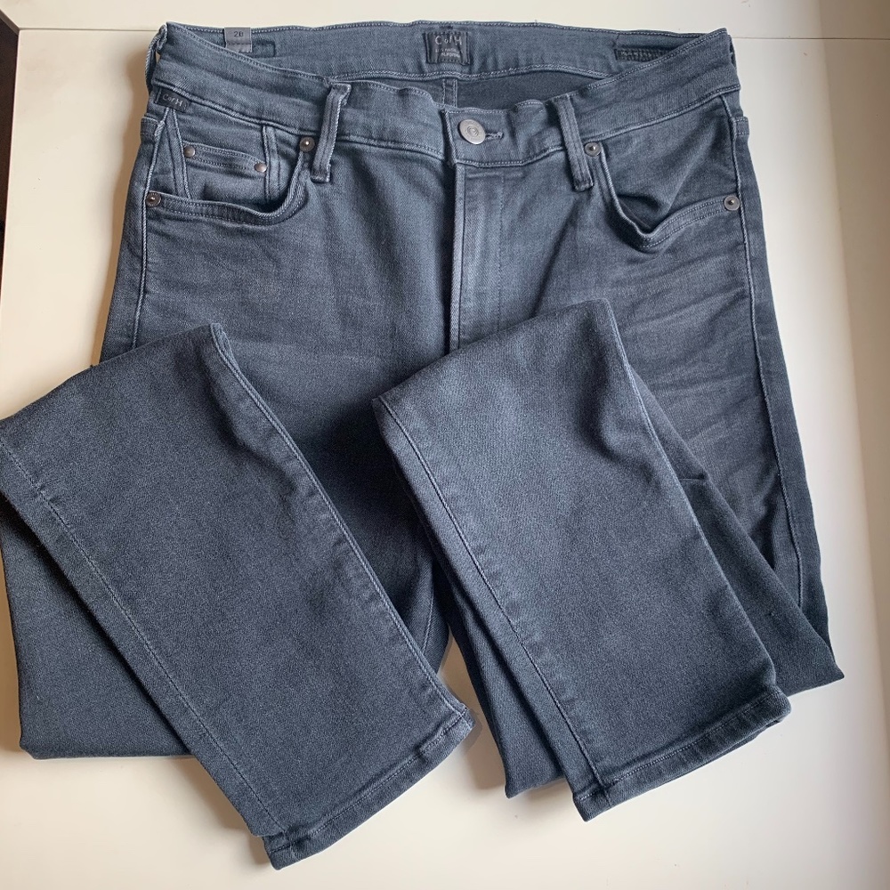 Citizens of Humanity High Rise Straight Jeans in Washed Charcoal